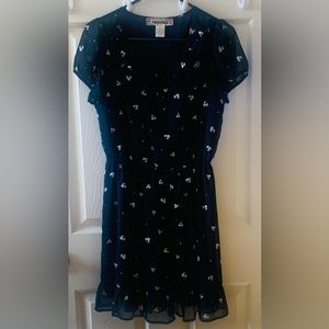 Round neck navy blue Floral Dress size S